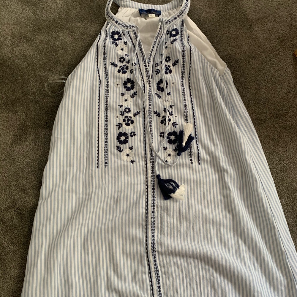 Blue Rain Embroidered Dress